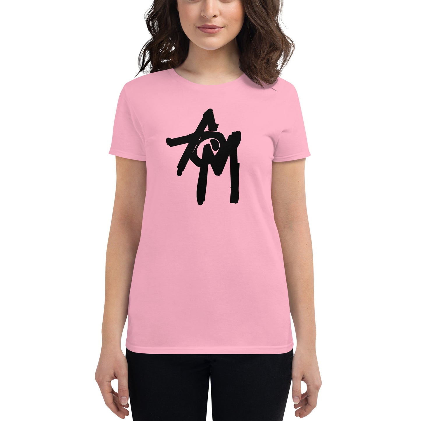 Women's fitted short sleeve t-shirt AOM Black Logo