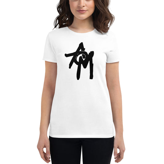 Women's fitted short sleeve t-shirt AOM Black Logo
